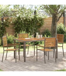vidaXL Garden Stacking Chairs 4 pcs Brown and Grey 54 x 56 x 90 cm
