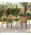vidaXL Garden Stacking Chairs 4 pcs Brown and Grey 54 x 56 x 90 cm