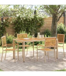 vidaXL Garden Stacking Chairs 4 pcs Brown and Beige 54 x 56 x 90 cm