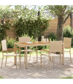 vidaXL Garden Stacking Chairs 4 pcs Cream and Brown 54 x 56 x 90 cm — Colour: Beige