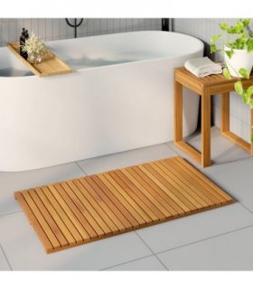 vidaXL Bath Mat Plain Brown 100 x 55 cm Solid Acacia Wood