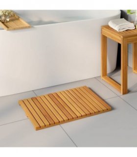 vidaXL Bath Mat Plain Brown 60 x 40 cm Solid Acacia Wood