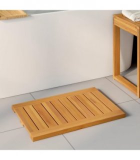 vidaXL Bath Mat Plain Brown 60 x 40 cm Solid Acacia Wood — V0671995762
