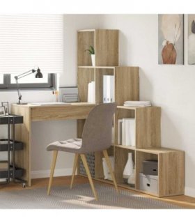 vidaXL Corner Desk Sonoma Oak 101.5 x 149.5 x 149.5 cm Engineered Wood