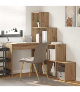 vidaXL Corner Desk with Shelf Artisan Oak 101.5 x 149.5 x 149.5 cm