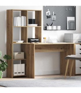 vidaXL Desk with Shelf Artisan Oak 138.5 x 55 x 143 cm Engineered Wood