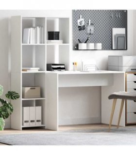 vidaXL Desk with Shelf White 138.5 x 55 x 143 cm Engineered Wood