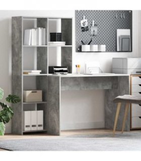 vidaXL Desk Concrete Grey 138.5 x 55 x 143 cm Engineered Wood
