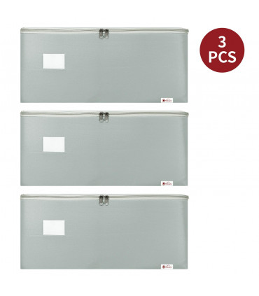 3pk Storage Bags Organiser 50L Capacity Underbed Moving Bag - Light Grey