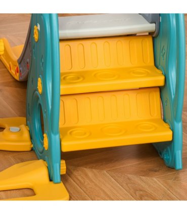 Swing and Slide Set Multi-colored PE 20.50 cm 3-IN-1 Kids with Basketball Hoop