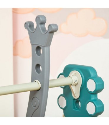 Swing and Slide Set Multi-colored PE 20.50 cm 3-IN-1 Kids with Basketball Hoop