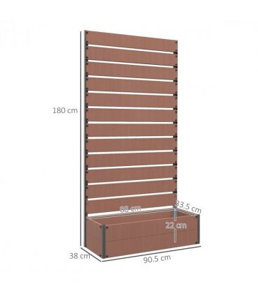Outsunny Raised Garden Bed with Trellis Standing Patio Planter Box Light Brown