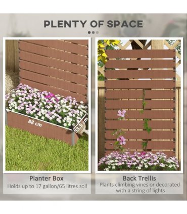 Outsunny Raised Garden Bed with Trellis Standing Patio Planter Box Light Brown