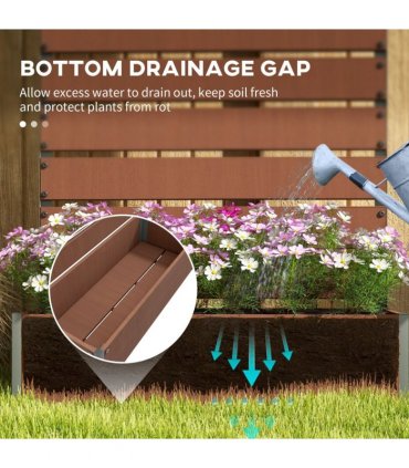 Outsunny Raised Garden Bed with Trellis Standing Patio Planter Box Light Brown