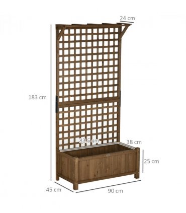 Wooden Trellis Planter with Drain Holes, Privacy Screen Raised Beds for Garden
