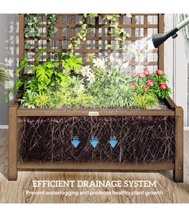 Wooden Trellis Planter with Drain Holes, Privacy Screen Raised Beds for Garden