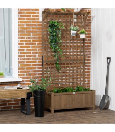 Wooden Trellis Planter with Drain Holes, Privacy Screen Raised Beds for Garden