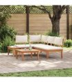 vidaXL Garden Sofa Set 4 pcs Brown and Cream — Model: Bench +2x chair +table