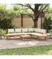 vidaXL Garden Sofa Set 4 pcs Brown and Cream — Colour: Brown and dark grey, Model: Bench +2x chair +table