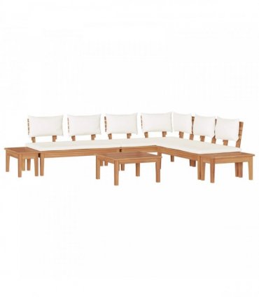 vidaXL Garden Sofa Set 4 pcs Brown and Cream — Colour: Brown and dark grey, Model: Bench +2x chair +table