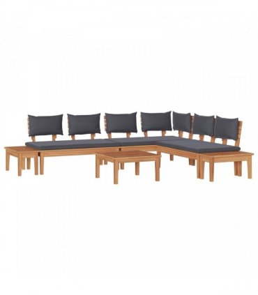vidaXL Garden Sofa Set 3 pcs Brown and Grey — Model: 2x bench +table