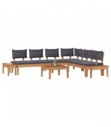 vidaXL Garden Sofa Set 3 pcs Brown and Grey — Model: 2x bench +table