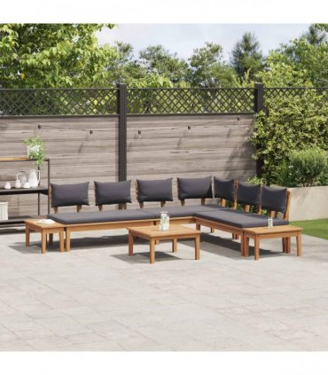vidaXL Garden Sofa Set 3 pcs Brown and Grey — Model: 2x bench +table