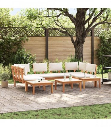 vidaXL Garden Sofa Set 4 pcs Brown and Cream — Colour: Brown and cream white, Model: 2x bench +2x table
