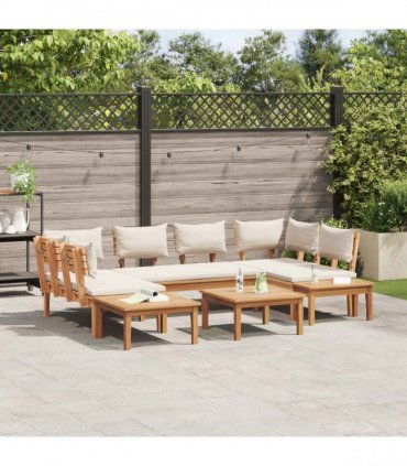 vidaXL Garden Sofa Set 4 pcs Brown and Cream — Colour: Brown and cream white, Model: 2x bench +2x table