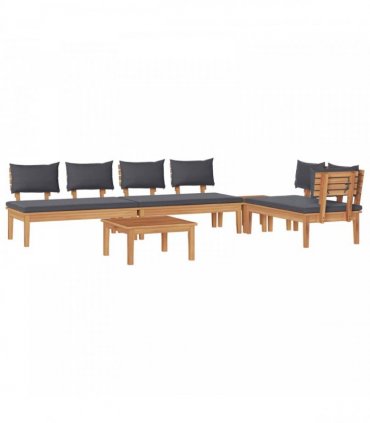 vidaXL Garden Sofa Set 5 pcs Brown and Grey — Colour: Brown and dark grey, Model: 4x chair +1 table