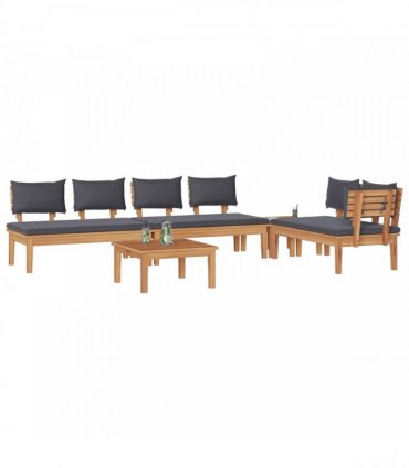 vidaXL Garden Sofa Set 5 pcs Brown and Grey — Colour: Brown and dark grey, Model: 4x chair +1 table