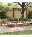 vidaXL Garden Sofa Set 4 pcs Brown and Grey — Colour: Brown and dark grey, Model: 2x bench +2x table