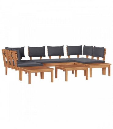 vidaXL Garden Sofa Set 4 pcs Brown and Grey — Colour: Brown and dark grey, Model: 2x bench +2x table