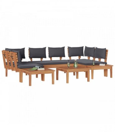 vidaXL Garden Sofa Set 4 pcs Brown and Grey — Colour: Brown and dark grey, Model: 2x bench +2x table
