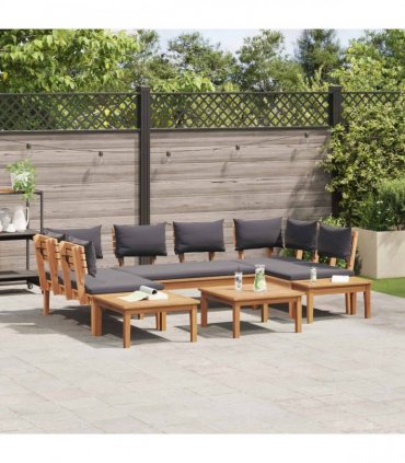 vidaXL Garden Sofa Set 4 pcs Brown and Grey — Colour: Brown and dark grey, Model: 2x bench +2x table