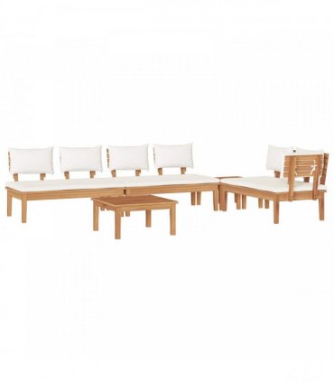vidaXL Garden Sofa Set 5 pcs Brown and Cream — Colour: Brown and cream white, Model: 4x chair +1 table