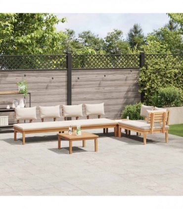 vidaXL Garden Sofa Set 5 pcs Brown and Cream — Colour: Brown and cream white, Model: 4x chair +1 table