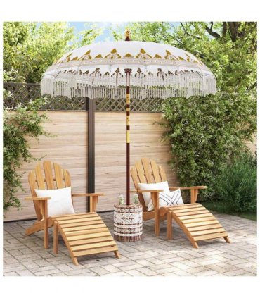 vidaXL Balinese Parasol Cream 215 x 215 x 260 cm Cotton and solid wood — Size: Ø 210-220 cm