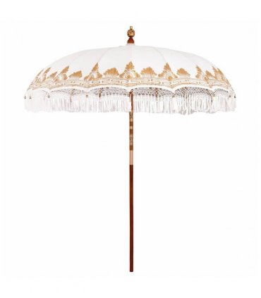 vidaXL Balinese Parasol Cream 215 x 215 x 260 cm Cotton and solid wood — Size: Ø 210-220 cm