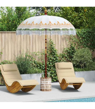 vidaXL Balinese Parasol Cream 180-190 cm Cotton and solid wood — Size: Diameter 180-190 cm