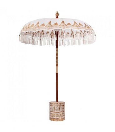 vidaXL Balinese Parasol Cream 180-190 cm Cotton and solid wood — Size: Diameter 180-190 cm