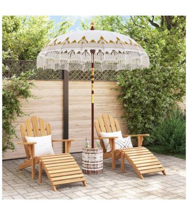 vidaXL Balinese Parasol Cream 180-190 cm Cotton and solid wood — Size: Diameter 180-190 cm
