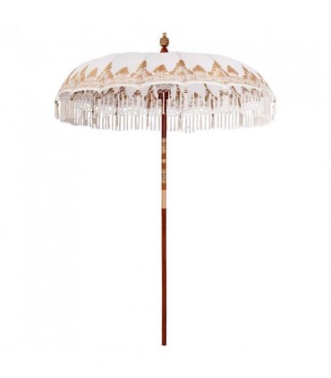 vidaXL Balinese Parasol Cream 180-190 cm Cotton and solid wood — Size: Diameter 180-190 cm