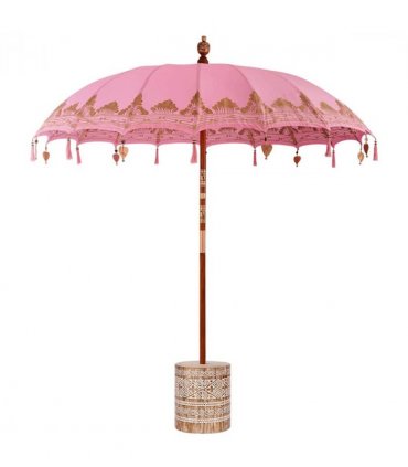 vidaXL Balinese Parasol Pink 215 x 215 x 260 cm Cotton and solid wood — Size: Ø 210-220 cm