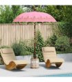 vidaXL Balinese Parasol Pink 180-190 cm Cotton and solid wood — Size: Diameter 180-190 cm
