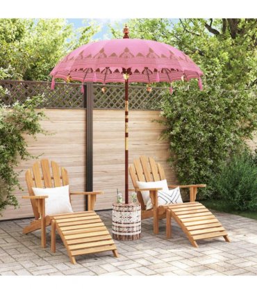 vidaXL Balinese Parasol Pink 180-190 cm Cotton and solid wood — Size: Diameter 180-190 cm