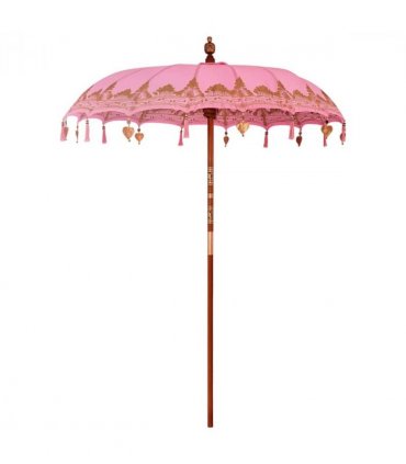 vidaXL Balinese Parasol Pink 180-190 cm Cotton and solid wood — Size: Diameter 180-190 cm