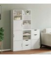 vidaXL Side Cabinets 5 pcs "ODDA" White 40x24x79 cm Solid Wood Pine — Model: 8 shelves 4 drawers