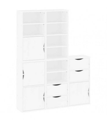 vidaXL Side Cabinets 5 pcs "ODDA" White 40x24x79 cm Solid Wood Pine — Model: 8 shelves 4 drawers