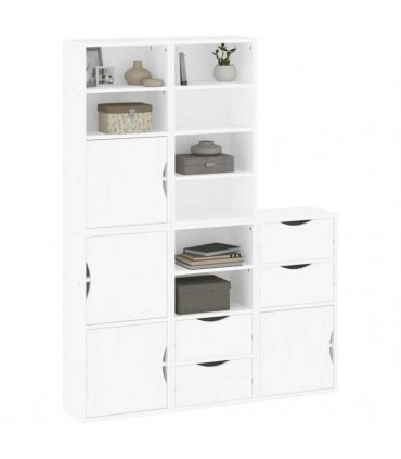 vidaXL Side Cabinets 5 pcs "ODDA" White 40x24x79 cm Solid Wood Pine — Model: 8 shelves 4 drawers